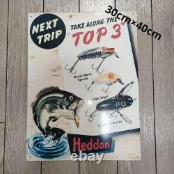 Rare Heddon Retro Tin Sign Plate Antique