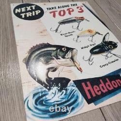 Rare Heddon Retro Tin Sign Plate Antique
