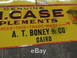 Rare JI CASE Boney Cairo Embossed Tin Tacker Signs Farm Tractor Plow Vintage Old