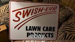 Rare Large Vintage Swisher Lawn Care Products Metal Hanging Sign. Excellent