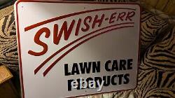 Rare Large Vintage Swisher Lawn Care Products Metal Hanging Sign. Excellent