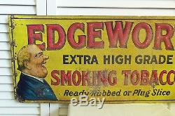 Rare Old Sign Edgeworth Smoking Tobacco Original Vintage Embossed Tin Pipe Cigar
