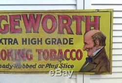 Rare Old Sign Edgeworth Smoking Tobacco Original Vintage Embossed Tin Pipe Cigar