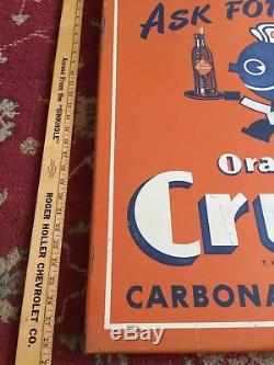 Rare Original Orange Crush Tin Sign. Large sign old, vintage Crushy