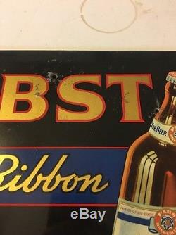 Rare Original Vintage 1930-40's Pabst Blue Ribbon Tin Over Cardboard Sign