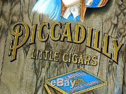Rare PICCADILLY Little CIGARS Antique vtg Tin SIGN c1910 Box Tobacco Advertising