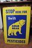 Rare Swift Gold Bear Pesticides Embossed Tin Metal Vintage Advertising Sign