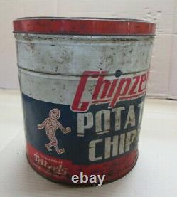 Rare VINTAGE 1950'S ChipZels POTATO CHIPS 3 LB TIN Sign Advertisment