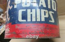 Rare VINTAGE 1950'S ChipZels POTATO CHIPS 3 LB TIN Sign Advertisment