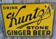 Rare Vintage 1920's Drink Kuntz's Stone Ginger Beer Embossed Tin Metal Sst Sign