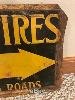 Rare Vintage 1920s Defiance Tires Embossed Tin Tacker Sign Old Original Gas Oil