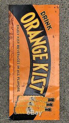 Rare Vintage 1930s Orange Kist Tin Advertising Sign Soda Pop Crush