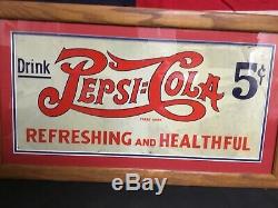 Rare! Vintage 1930s Pepsi Cola Double Dot Embossed Tin Sign Original. Large Size
