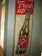 Rare Vintage 1950s Early Detailed 7up Lady Soda Tin Long Sign