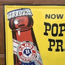 Rare Vintage 1950s Large PBR Pabst Blue Ribbon Tin Beer Advertising Sign