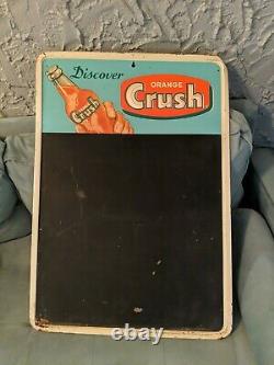 Rare Vintage 1960s Orange Crush Soda Metal Tin Advertising Sign Menu Chalk board