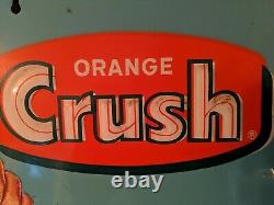 Rare Vintage 1960s Orange Crush Soda Metal Tin Advertising Sign Menu Chalk board