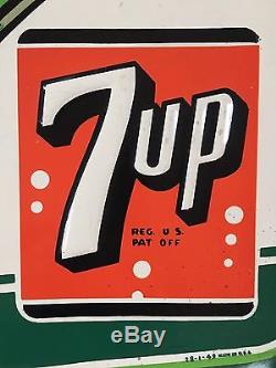Rare Vintage 27 1949 7 Up Embossed Tin Soda Pop Advertising Sign Stout Sign