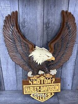 Rare Vintage 80's Harley-Davidson Plastic Wall Sign, Eagle Shaped 22 x 29 Inches