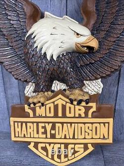 Rare Vintage 80's Harley-Davidson Plastic Wall Sign, Eagle Shaped 22 x 29 Inches