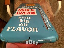 Rare Vintage Antique Bordens Dairy Milk Cow Tin Non Porcelain Thermometer Sign