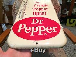 Rare Vintage Antique Dr. Pepper Tin Metal Non Porcelain Thermometer Soda Sign