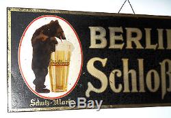 Rare Vintage BEAR BERLIN BEER GERMANY ORIGINAL 1920 Metal Tin sign very RAR