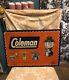 Rare Vintage Coleman Lantern Sales & Service Dealer Self Framed Tin Sign 14x20