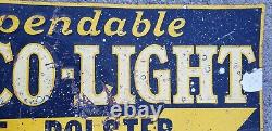 Rare Vintage Delco Light Binghamton NY Embossed Tin Tacker Sign Gas Oil Can Pump