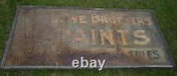Rare Vintage EARLY TIN LOWES BROTHERS PAINT ADVERTISING SIGN w WOOD FRAME