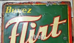 Rare Vintage Embossed Tin Sign Soda Flirt 3 Cents 30's 54 X 18 St-thomas Sign
