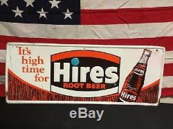 Rare. Vintage Its High Time For Hires Root Beer Embossed Tin Sign With Bottle
