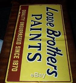 Rare Vintage LOWE BROTHERS PAINTS Sign Heavy Tin Sign 36X18