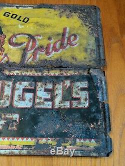 Rare Vintage Leinenkugel's Brewing Co Maiden Pure As Gold Yellow Beer Tin Sign