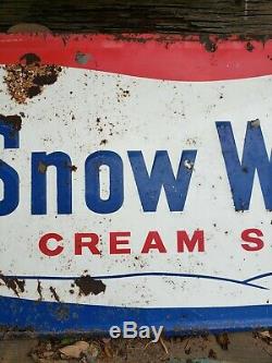 Rare Vintage Original 1950's Early 60's Snow White Tin Embossed Cream Soda Sign