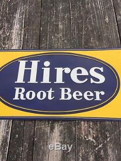 Rare Vintage Original Drink Hires Root Beer Embossed Tin Sign 1937