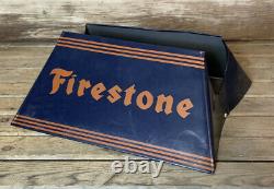 Rare Vintage Original FIRESTONE TIRES DS Tin Display Stand Sign Gas & Oil NICE