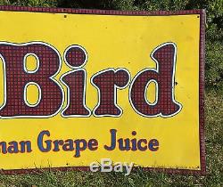 Rare Vintage Original Let's Drink BLUE BIRD Citrus Product Co Tin Embossed Sign