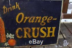 Rare Vintage Original Orange Crush Soda Pop Bottle Tin Metal Sign Floral
