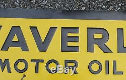 Rare Vintage Original Waverly Motor Oil Tin Metal Embossed Sign automobile
