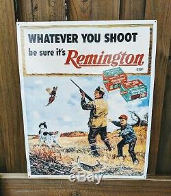 Rare Vintage Remington Tin Sign Gun Ammo Dupont Whatever You Shoot 22 by 18
