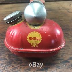 Rare Vintage Shell Tox Oil Company Sprayer Tin Can Petrol Sign Bowser