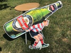 Rare Vintage Steinlager Beer Rugby Player Tin Beer Sign New Zealand's Finest Bee