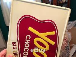 Rare Vintage Tin Milk Non Porcelain Yoo Hoo Soda Cola Door Push Kicker Sign USED