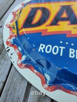 Rare Vtg 29 Dad's Root Beer Bottle Cap Embossed Tin Not Porcelain Gas Oil Sign