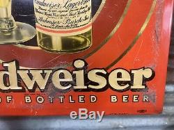 Rare Vtg 30s 40s TOC Budweiser Beer Sign Anheuser Busch Tin Cardboard 15 Cents