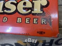 Rare Vtg 30s 40s TOC Budweiser Beer Sign Anheuser Busch Tin Cardboard 15 Cents