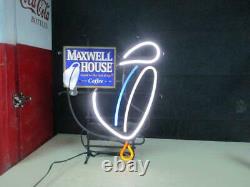 Rare! Vtg Neon Maxwell House Coffee Advertising Working Sign With Tin Slogan
