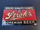 Rare Vtg Stroh's Bohemian Beer Sign Celluloid Over Tin Prismatic 3-d 9 X 15