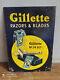 Rare Vintage Gillette Razors And Blades Advertising Tin Sign Of 60's